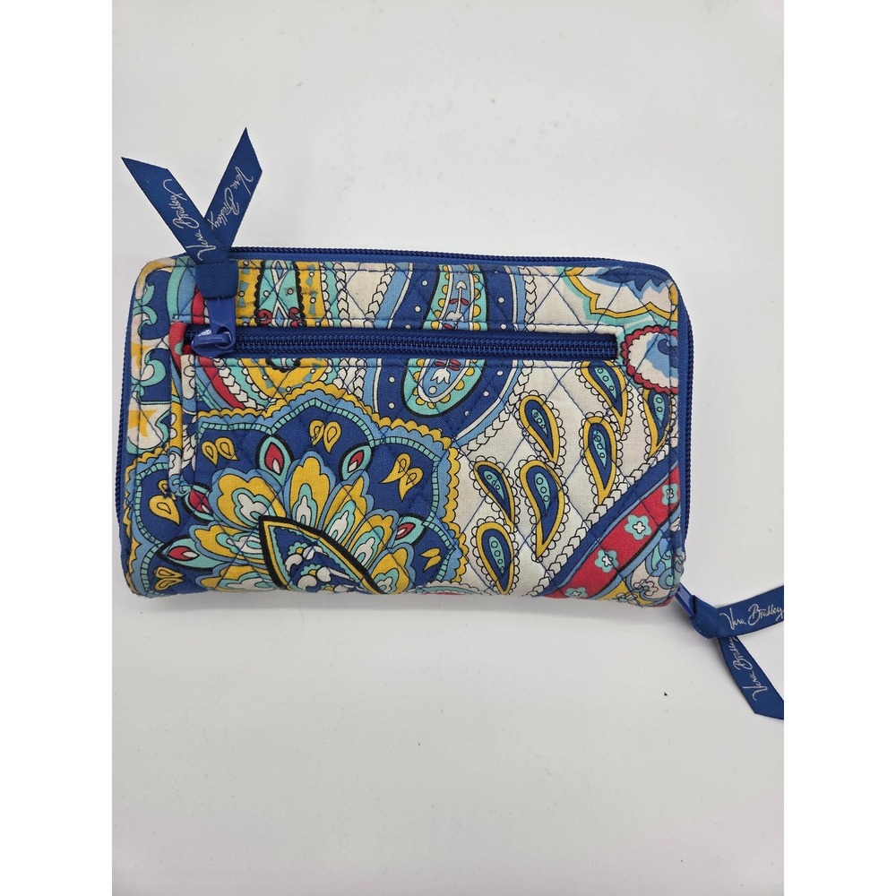 Vera Bradley Turnlock Wallet OS Multicolor Paisley Womens Quilted Zip Around - Picture 4 of 11